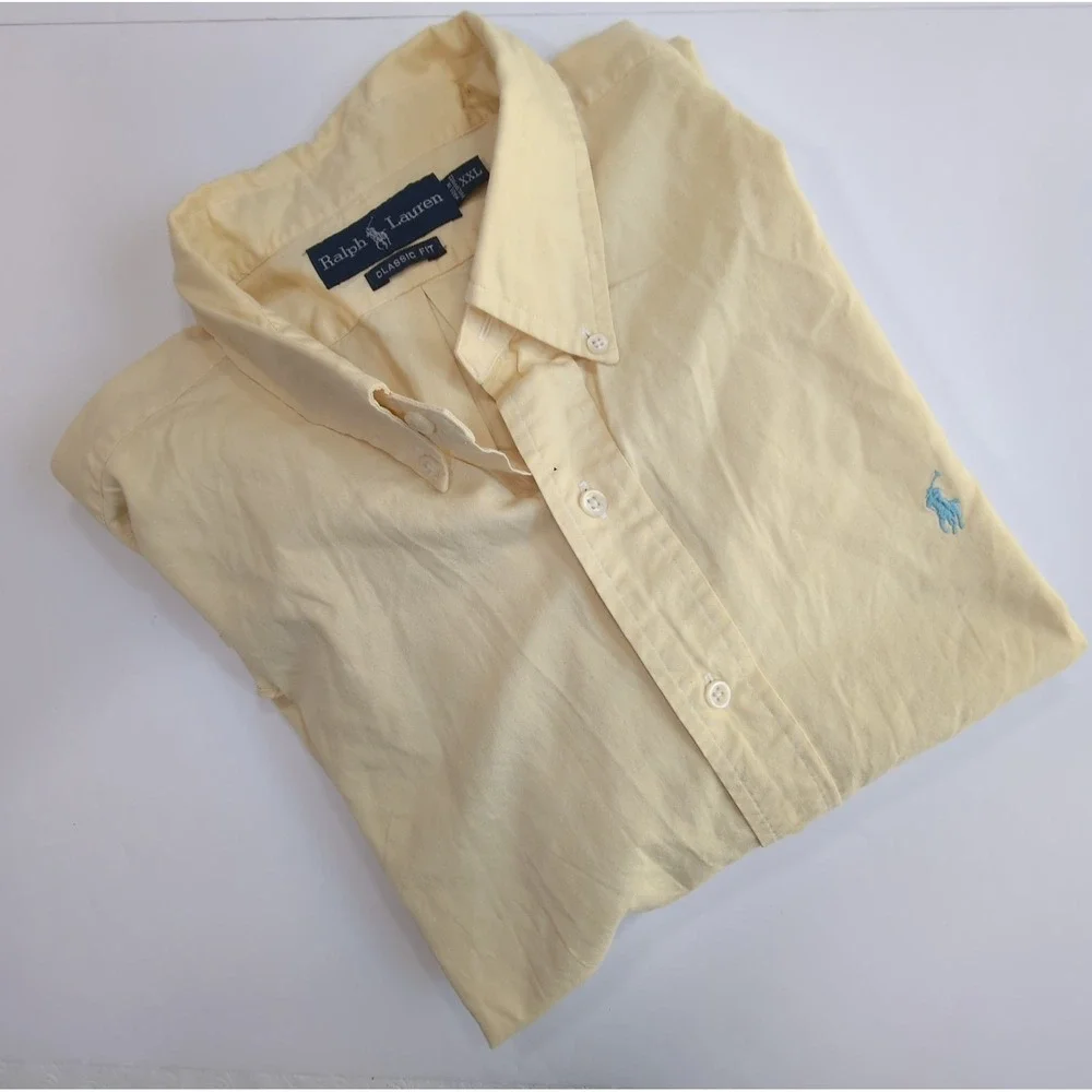 Polo Ralph Lauren Button Down Oxford Shirt Mens XXL Yellow Classic Fit Preppy